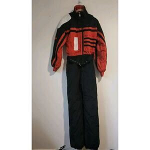 Vtg Ski Lion One Piece Ski Suit Snowsuit Snow Bib Jacket Pant 80s 90 Men's M EUC
